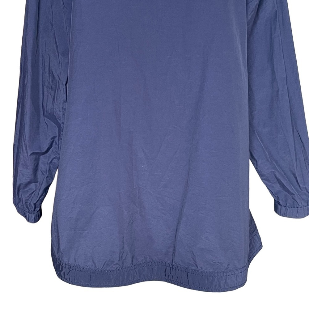 Eileen Fisher Women’s Lightweight Rain Jacket Blue Hooded Zip Snap Pockes - Picture 6 of 8